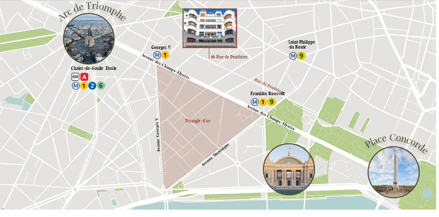 Plan du quartier — 66 rue de Ponthieu, 75008 Paris